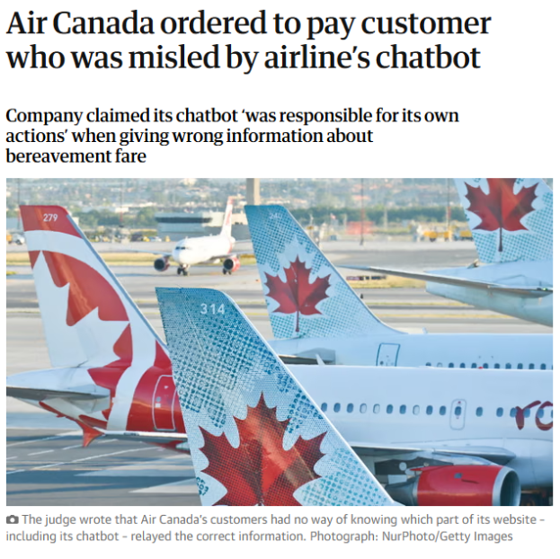 Air Canada ordered to pay customer who was misled by airline's chatbot