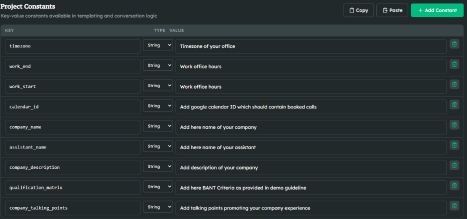 Bonsai Dictionary: key-value constants injected directly as typed variables — no LLM improvisation on hard facts