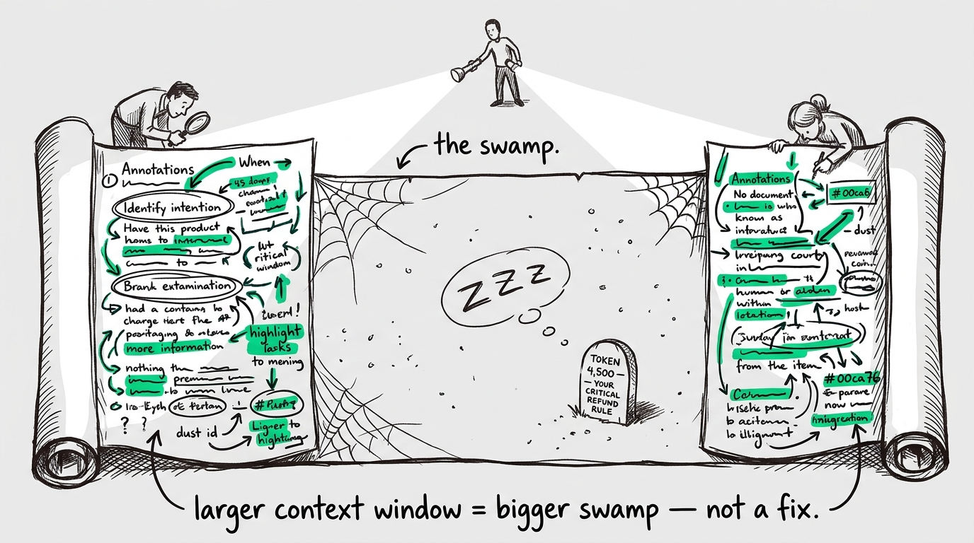 Lost in the Middle: U-shaped attention curve leaves the middle of the prompt unreliable