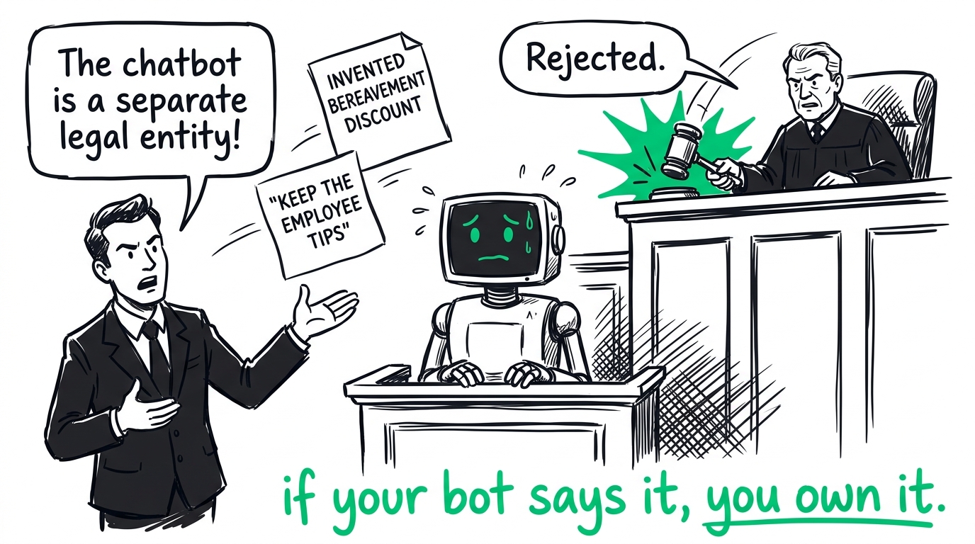 A courtroom making clear that a company owns whatever its chatbot says