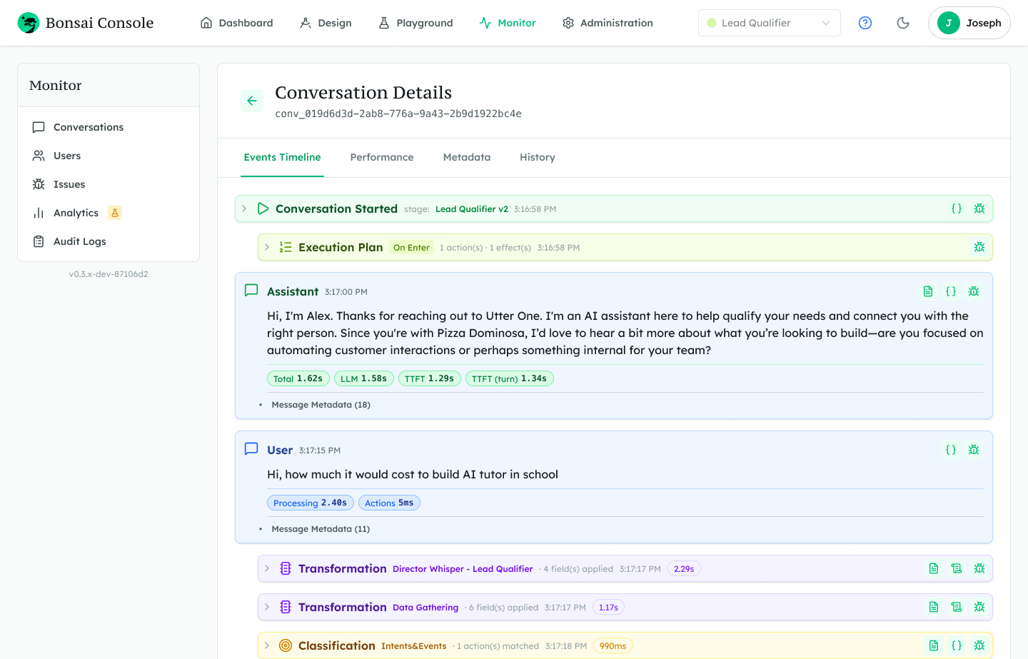 Conversations panel showing brand-safe interactions